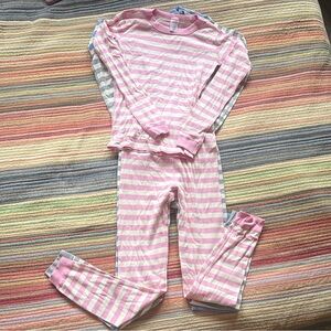 Hanna Andersson Pink and White Striped Kids Pajamas 14 160cm